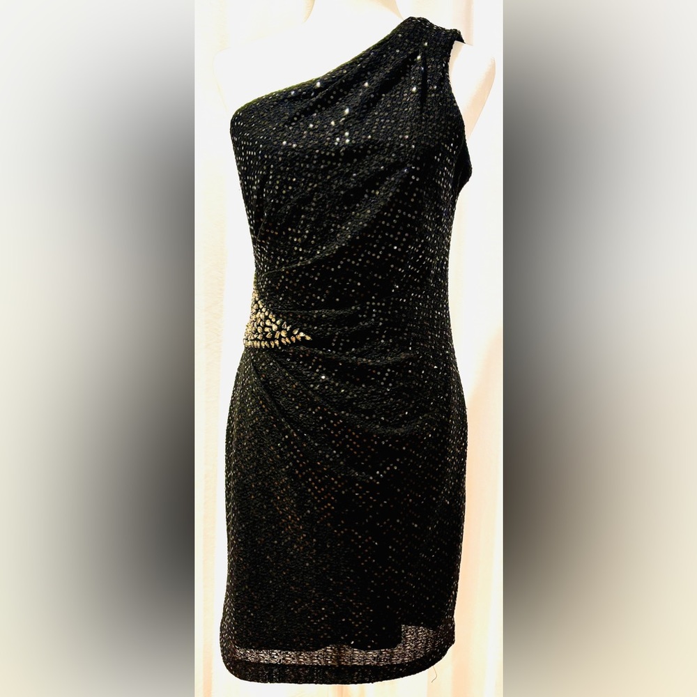 Dazzling Jackie Jon Single Strap Sequined Dress
